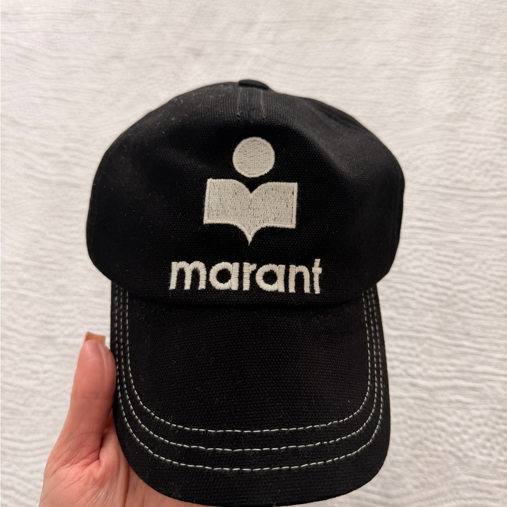Isabel Marant Black and White Logo Baseball Cap